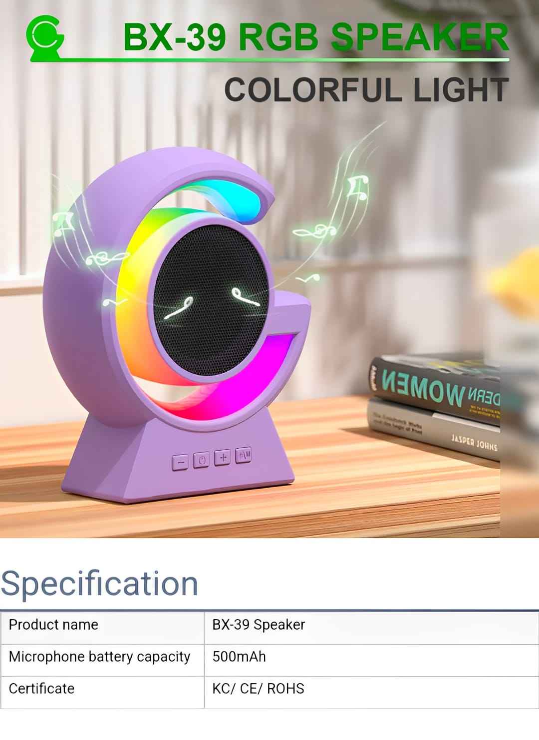 Mini G Bluetooth Speaker with Phone Holder, RGB Lights & Super Bass – 10-Hour Playtime Portable Wireless Speaker