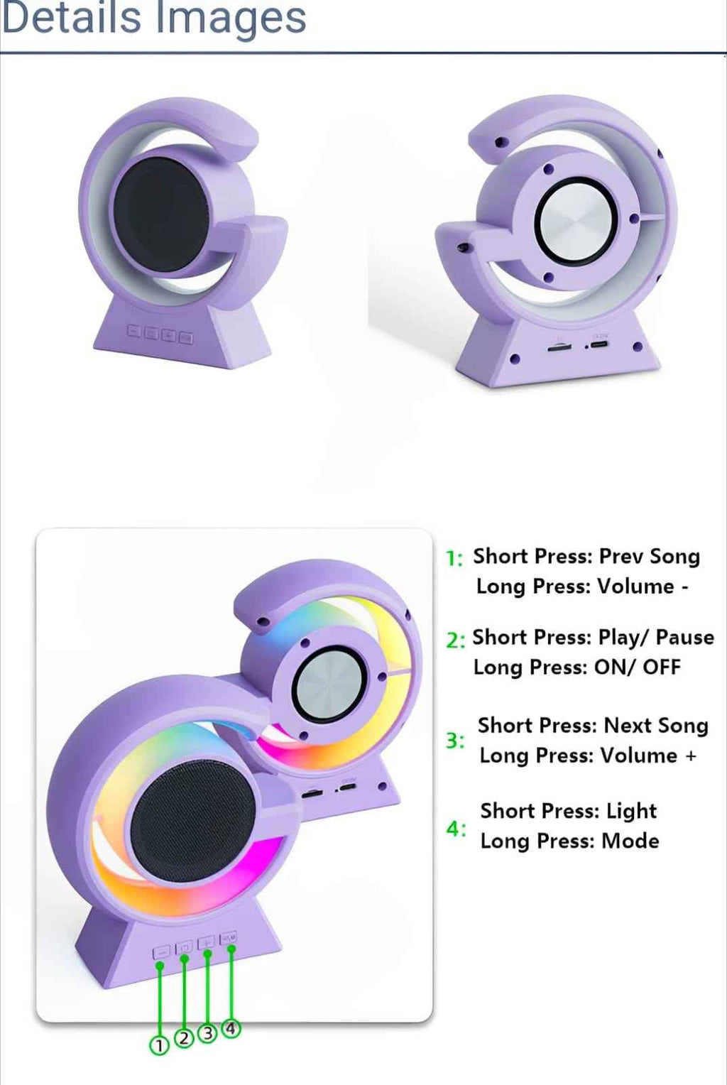 Mini G Bluetooth Speaker with Phone Holder, RGB Lights & Super Bass – 10-Hour Playtime Portable Wireless Speaker