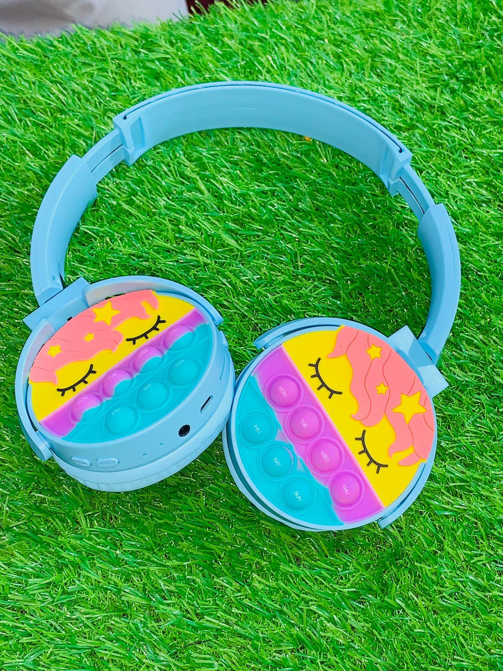 Cute Pop It Wireless Bluetooth Headphones | Foldable Headset With Memory Card Support, Wired & Wireless Modes, Soft Earpads For Kids - With Box (Random Color)