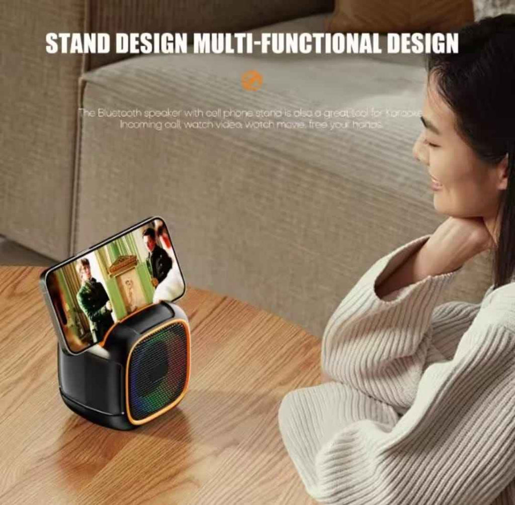 S11 Mini Portable Bluetooth Speaker with Phone Holder, RGB Lights, Super Bass & 10-Hour Playtime – Compact Travel Wireless Speaker (Random Color)