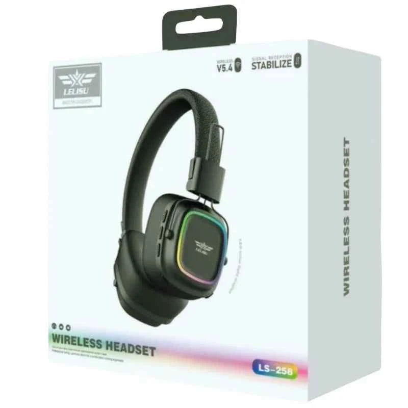 Lelisu LS-258 Wireless Stereo Headphones | Bluetooth 5.4 Over-Ear Headset with Type-C Charging & LED Lights